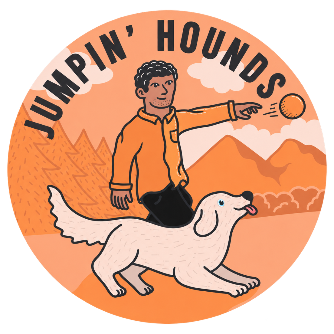 Jumpin' Hounds logo showing a trainer walking a dog